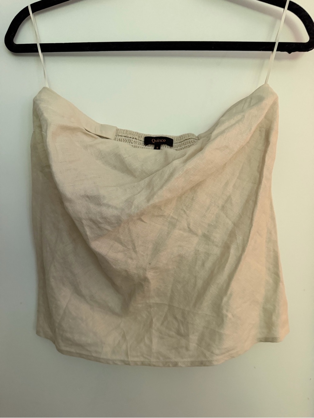 Quince Cream Linen Cowl Neck Strapless Top